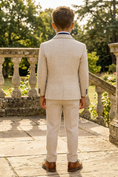 Load image into Gallery viewer, Boys Beige Check 3-Piece Suit for Formal Receptions
