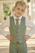 Charger l'image dans la visionneuse de la galerie, Boys Sage Green Vest & Shorts 2-piece Suit
