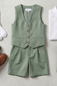 Charger l'image dans la visionneuse de la galerie, Boys Sage Green Vest & Shorts 2-piece Suit
