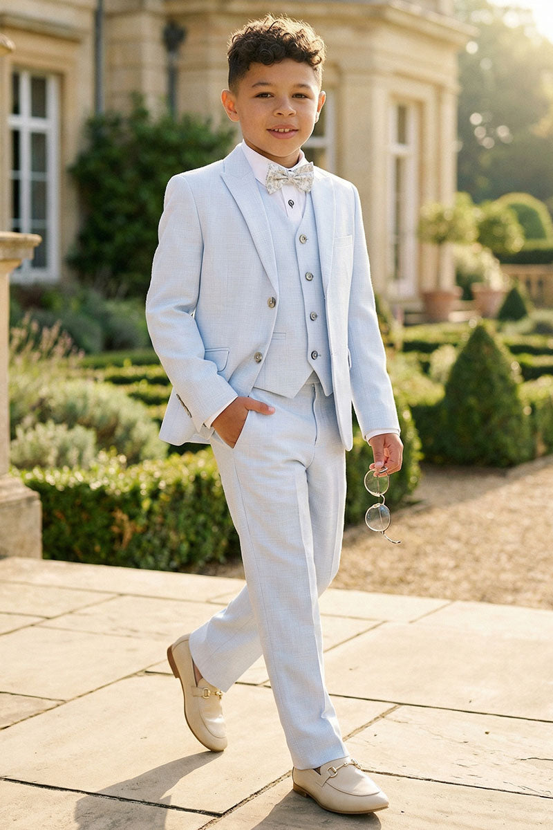 Boys Sky Blue 3-Piece Suit for Garden Weddings