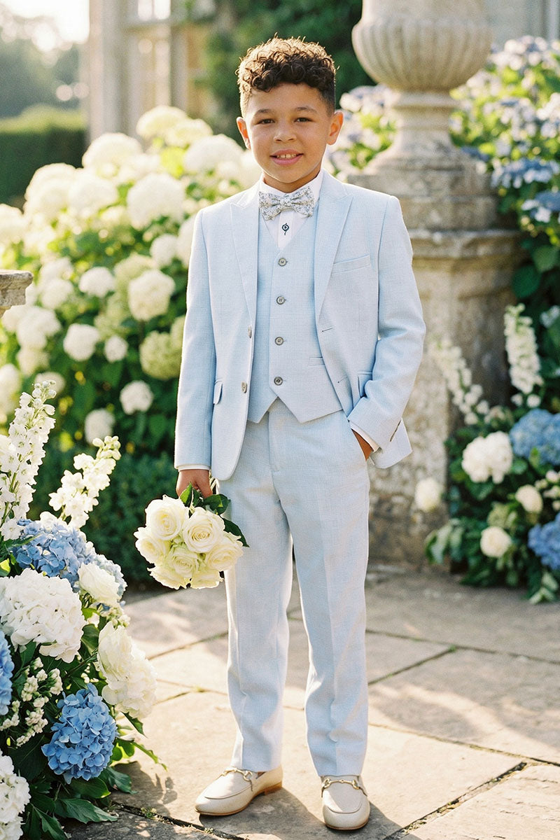 Boys Sky Blue 3-Piece Suit for Garden Weddings
