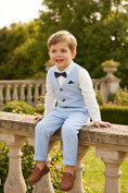 Load image into Gallery viewer, Boys Light Blue Striped 2-piece Set
