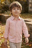 Boys Pink Simple Long-Sleeved Cotton Shirt