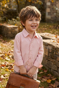 Load image into Gallery viewer, Boys Pink Simple Long-Sleeved Cotton Shirt
