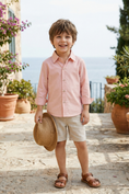 Load image into Gallery viewer, Boys Pink Simple Long-Sleeved Cotton Shirt
