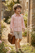 Load image into Gallery viewer, Boys Pink Simple Long-Sleeved Cotton Shirt
