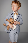 Cargar la imagen en la vista de la galería, Boys Blue And White Striped Single-Breasted 2-Piece Suit
