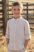 Cargar la imagen en la vista de la galería, Boys Round-Neck Striped Shirt
