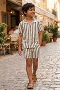Bild in Galerie-Betrachter laden, Boys Apricot Striped Shirt 2-piece Set
