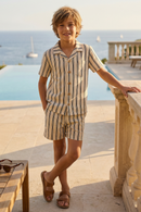 Boys Apricot Striped Shirt 2-piece Set