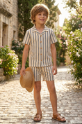 Bild in Galerie-Betrachter laden, Boys Apricot Striped Shirt 2-piece Set
