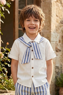 Boys Striped Shawl-Style Short-Sleeved Shirt