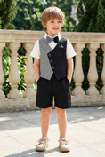 Load image into Gallery viewer, Boys Black And White Striped Pattern 2-Piece Set
