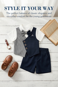 Load image into Gallery viewer, Boys Black And White Striped Pattern 2-Piece Set
