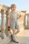 Bild in Galerie-Betrachter laden, Boys Light Gray And Blue Minimalist Denim Overalls
