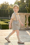 Bild in Galerie-Betrachter laden, Boys Light Gray And Blue Minimalist Denim Overalls
