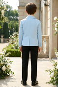 Cargar la imagen en la vista de la galería, Boys Sky Blue Blazer & Black Trousers 2-Piece Suit
