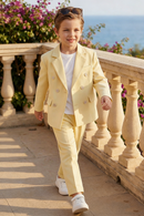 Boys Butter Yellow Double-Breasted 2-Piece Suit