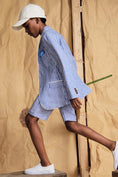 Load image into Gallery viewer, Boys Blue And White Striped Linen Blend 2-piece Set
