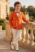 Load image into Gallery viewer, Boys Orange Blazer & White Trousers 2-Piece Suit
