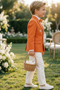 Load image into Gallery viewer, Boys Orange Blazer & White Trousers 2-Piece Suit
