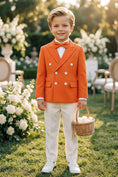 Load image into Gallery viewer, Boys Orange Blazer & White Trousers 2-Piece Suit
