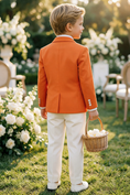 Load image into Gallery viewer, Boys Orange Blazer & White Trousers 2-Piece Suit
