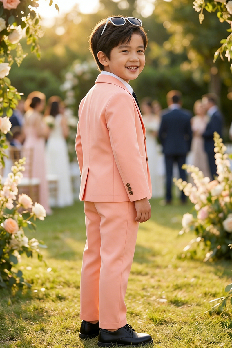 Boys Peach 2-Piece Suit for Romantic Garden Weddings