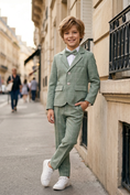 Load image into Gallery viewer, Matcha Green Checkered Single Breasted Suit 2-piece set
