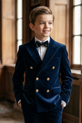 Bild in Galerie-Betrachter laden, Deep Blue Velvet Double Row Suit
