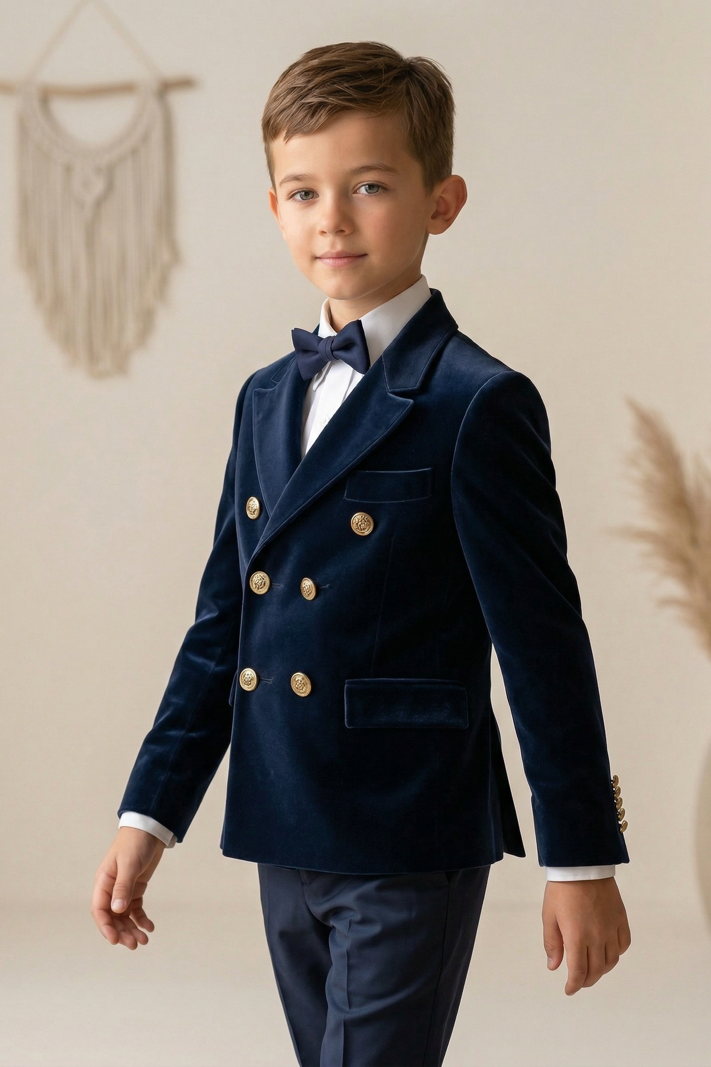 Deep Blue Velvet Double Row Suit