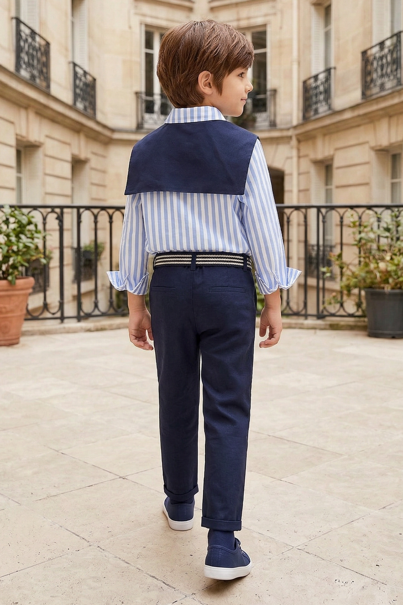 Blue Striped Shawl Long Sleeved Shirt