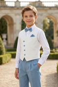 Load image into Gallery viewer, Blue White Irregular Single Breasted 2-Piece Set

