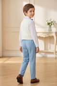 Load image into Gallery viewer, Blue White Irregular Single Breasted 2-Piece Set
