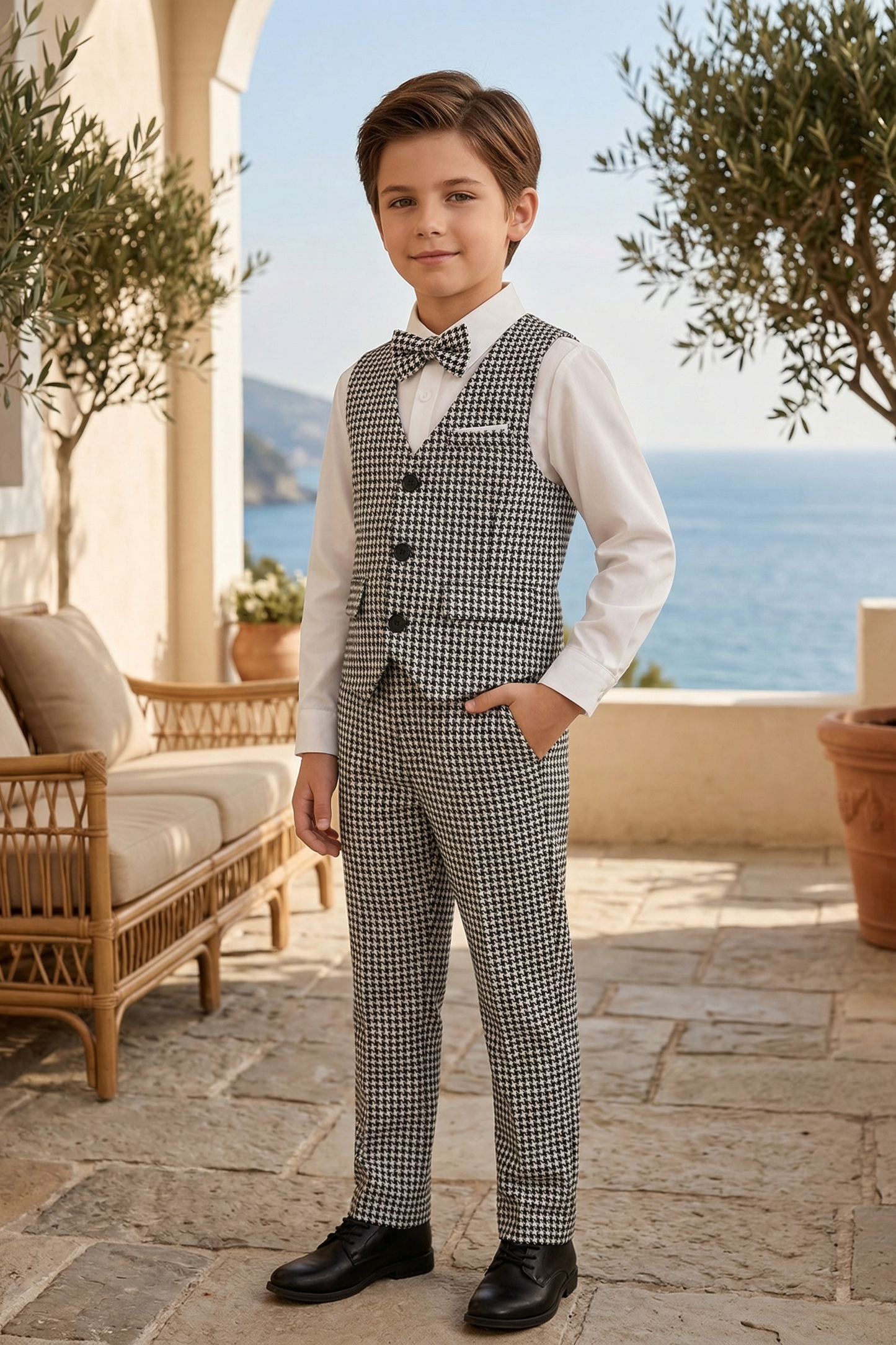 Black White Thousand Bird Grid 2-Piece Set