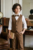 Load image into Gallery viewer, Dark Brown V-Neck 2-Piece Set
