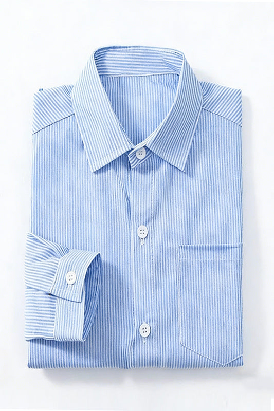 Boys Light Blue Striped Dress Shirt