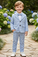 Boys Light Blue Windowpane Check 2-Piece Suit