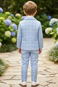Bild in Galerie-Betrachter laden, Boys Light Blue Windowpane Check 2-Piece Suit
