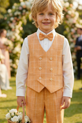 Load image into Gallery viewer, Boys Orange Windowpane Check Vest & Trousers Set
