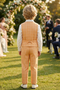Load image into Gallery viewer, Boys Orange Windowpane Check Vest & Trousers Set
