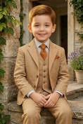 Load image into Gallery viewer, Oatmeal-Colored Single-Breasted 3-Piece Suit
