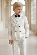 Load image into Gallery viewer, Boys Ivory Pinstripe Double-Breasted 2-Piece Suit
