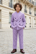Load image into Gallery viewer, Light Purple Double-Breasted 3-Piece Suit
