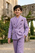 Load image into Gallery viewer, Light Purple Double-Breasted 3-Piece Suit
