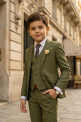 Load image into Gallery viewer, Army Green Single-Breasted 3-Piece Suit
