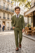 Load image into Gallery viewer, Army Green Single-Breasted 3-Piece Suit
