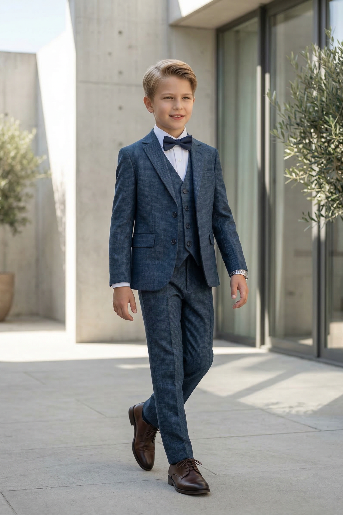 Navy Blue Single-Breasted 3-Piece Suit