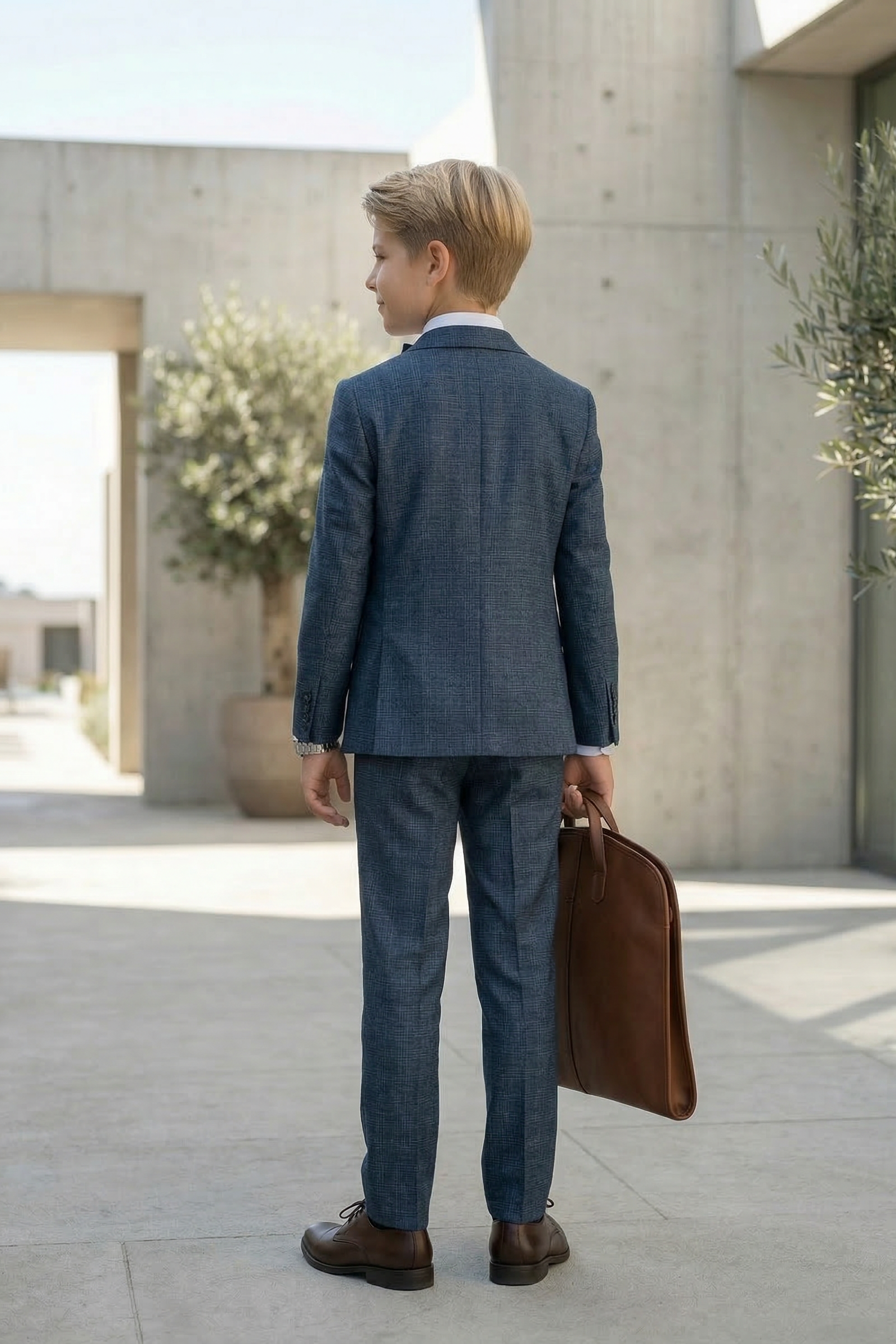Navy Blue Single-Breasted 3-Piece Suit