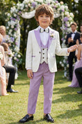 Load image into Gallery viewer, Boys White And Lavender 3-piece Suit
